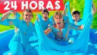 24 HOURS IN A GIANT SLIME POOL !!!