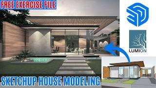 Sketchup House Design (13X30 m) Sketchup 3d Modeling Tutorial