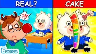 Teacher, Is Bearee Fake? | Real or Cake Challenge | Fun Cartoon | Cartoons for Kids | Bearee Bear