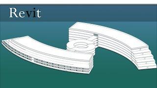 REVIT. НАДЗЕМНЫЙ ПАРКИНГ. ВИТРАЖИ В ИЗОГНУТОЙ СТЕНЕ.GROUND PARKING.