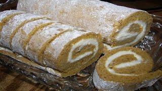Pumpkin Cake Roll Recipe w/ Cream Cheese Filling Recipe by 1bettybill