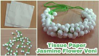 How To Make Jasmine Flowers with Tissue Paper | DIY | Jasmine Veni | Hair Accessories