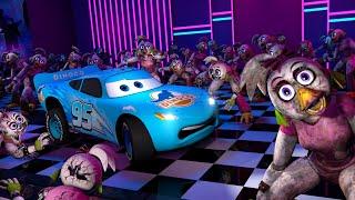 CARS DINOCO McQueen Vs 100 Glamrock Chica Endoskeletons | FNAF Security Breach (FNAFSB Animation)