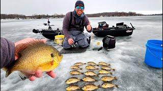 LOADED WITH GIANT BLUEGILL!!!...Icefishing Last ice