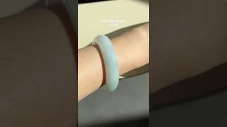 #0288 Icy Light Blue Jade Bangle Size 52.4 #huajade #jade #bangles #handmade