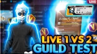 Free fire live v badge guild test || 1 vs 2 v badge guild test 