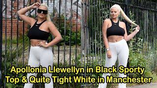 Apollonia Llewellyn in Black Sporty Top & Quite Tight White in Manchester