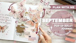 [PLAN WITH ME] BUTTERFLY POP-UP Vintage Bullet Journal | SEPTEMBER 2021 | POP-UP CARD TUTORIAL