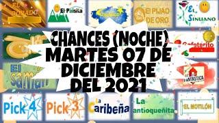 RESULTADOS CHANCES DE LA (NOCHE) DEL DÍA MARTES 07 DE DICIEMBRE DEL 2021