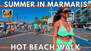 Marmaris Turkey 2025 | Beautiful Beach 4k Walk in City Center – Tourists, Summer Vibes,Seaside Life