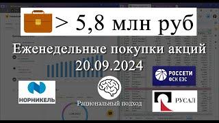 62. Еженедельные покупки: НорНикель, Русал, ФСК Россети, ОФЗ, Газпром (20.09.2024)