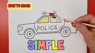 How to draw a POLICE Car Easy, Как нарисовать полицейскую машину поэтапно, рисунки для раскраски,