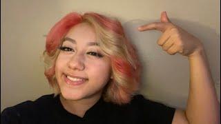 Dying my hair pink and blonde checker board pattern || Kush Baebi