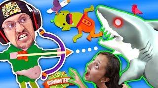 MOMMY, CAN I SHOOTA SHARK PWEEEZ?!  BOWMASTERS Game w/ FGTEEV Duddy Chunky Boy (Skit)