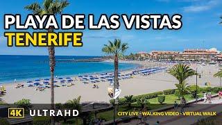 Walking in beach Playa de las Vistas ️ Los Cristianos  Tenerife 4K UHD