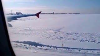 Взлет Airbus-321 Аэрофлот с заснеженной полосы аэропорта Кемерово!