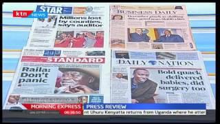 Major headlines on Kenyan newspapers