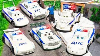 STOLE THE SECRET RUSSIAN POLICE CARS OF DISNEY PIXAR IN GTA 5 MODS! MCQUEEN, STORM, CHICO!