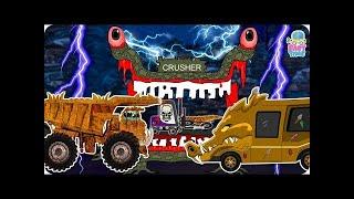 Crusher Machine | Evil Dump Truck Vs Ice Cream Van | Monster Truck | Rock Truck | School Bus