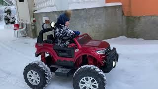 Children's all-terrain vehicle, testing in the snow, on the street -10 (tuning of a children's car)