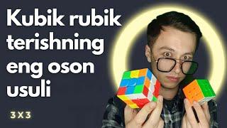 3x3 Kubik rubik 1-darsda to'liq terish