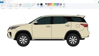 How to draw a Toyota Fortuner Car in Computer Using Ms Paint | Car Drawing in Ms Paint.