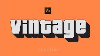 3D Vintage Text Effect In Adobe Illustrator | Step By Step