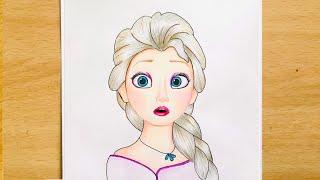 How To Draw Elsa Step by Step || Queen Elsa Drawing || Drawing Frozen 2