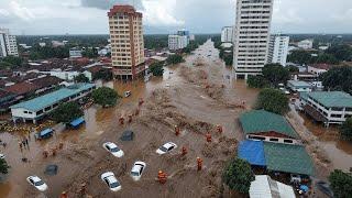 Today Indonesia sank 5 meters! Tsunami-like floods swept away houses in Bekasi