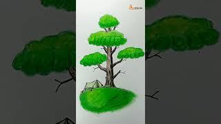 How to draw Tree and Tent, It's easy #art #shorts #tree #tent