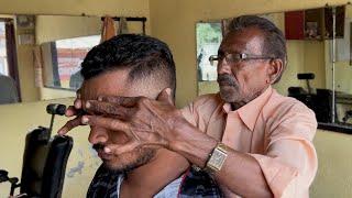 Old Uncle Barber | Head Massage with great power - ASMR Indian Barber