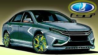 Как нарисовать Ладу Весту | How to draw new LADA VESTA | Car drawing LADA VESTA | Time laps new Lada