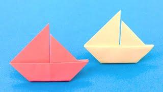 Easy Paper Sail Boat, Square Paper / Easy Sticky Note Origami - Boat / Post-it Origami, Origami Boat