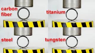 HYDRAULIC PRESS AGAINST RINGS AND CUBES FROM THE DURABLE MATERIALS