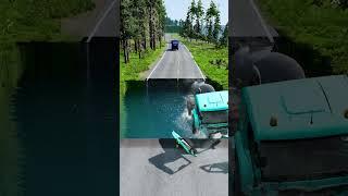 Tanker trucks vs massive water pit #103 | Peak | #monstertruck #carsvsmassivespeedbumpsbeamngdrive