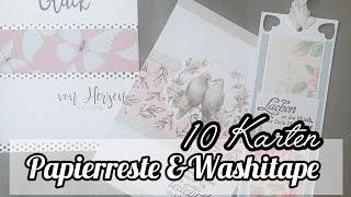 10 Karten aus Papierresten und Washitape* Schnell und Einfach* Edel und Elegant