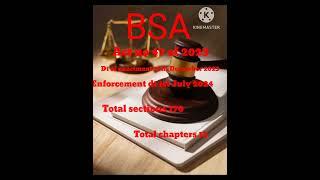 Bharatiya sakhya Adiniyam,2023,number of sections, chapters, Enactment and Enforcement date