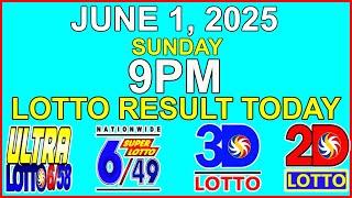 Lotto Result Today 9pm Draw June 1 2025 PCSO