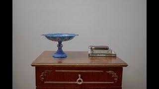 Vintage Persian Enamel Stem Dish, Craftestan Gift Box | Craftestan