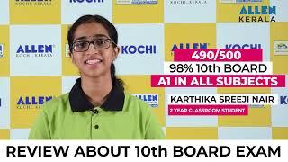 Review on Board Exams 2024 | Karthika Sreeji Nair 490/500 | 98% 10th Board | ALLEN KOCHI