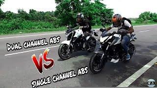 Pulsar NS 200 ABS VS Yamaha FZ 25 ABS | BRAKE TEST | Single Channel ABS VS Dual Channel ABS