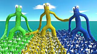Rainbow Friends Green vs Mustard Green vs Blue Green - Animal Revolt Battle Simulator