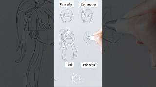 How to draw anime girl hair for different character type Easy #draw #animehairstyle #animetutorial