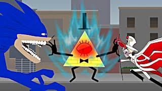 BILL CIPHER VS LUCIFER MORNINGSTAR VS SHIN SONIC DC2 ANIMATIONS