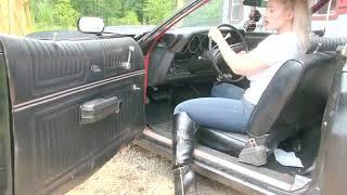 Cute Girl Car Cranking & Revving in Boots