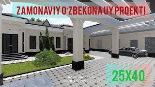 O'ZBEKONA UY PROEKTI  25 X 40 3D MODEL