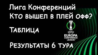 Лига Конференций.  Кто вышел в плей офф?  Результаты 6го тура.  Таблица