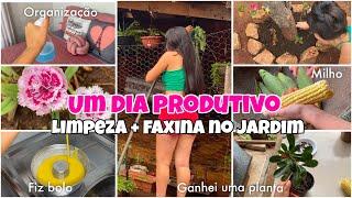 ROTINA DE DONA DE CASA | limpeza no jardim, organização, fiz bolo…