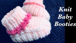 How to knit easy baby booties, shoes, socks or cuffed boots -Newborn 0 to 3M - Knitting for Baby 6