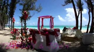 Hawaiian wedding for Tiffany and John ceremony setup